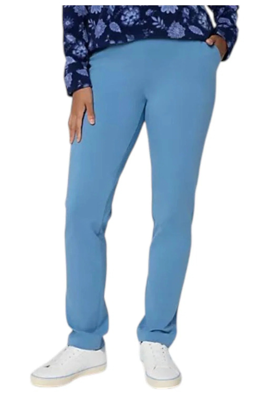 Denim & Co. Women's Active Duo Stretch Slim Straight Pant Denim Blue - Regular